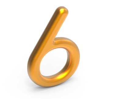 3D render altın sayı 6