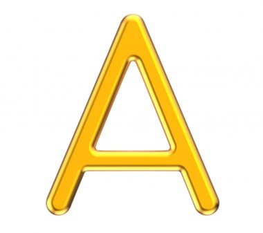 3D render metalik alfabesi A