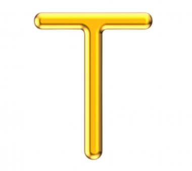 3D render metalik alfabe T