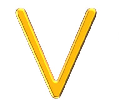 3D render metalik alfabe V