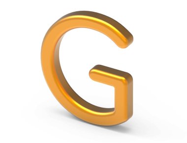 3D render metalik alfabe G