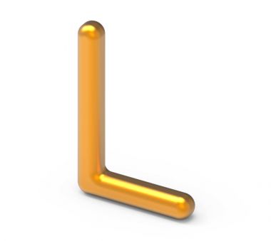 3D render metalik alfabe L