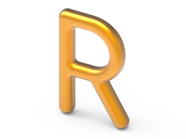 3D render metalik alfabesi R