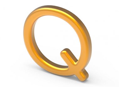 3D render metalik alfabe Q