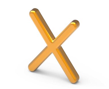 3D render metalik alfabe X