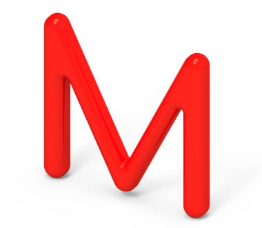 3D render kırmızı alfabe M