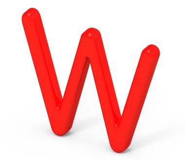 3D render kırmızı alfabe W