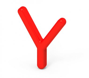 3D render kırmızı alfabe Y