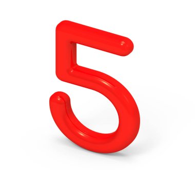 3D render kırmızı sayı 5