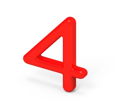 3D render kırmızı sayı 4