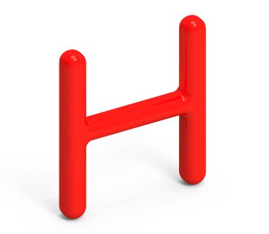 3D render kırmızı alfabe H