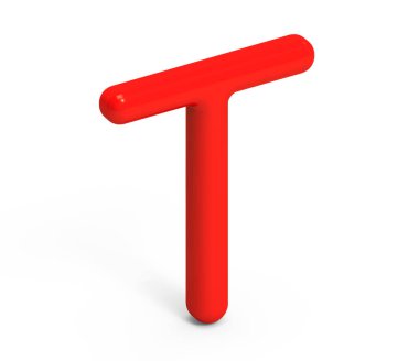3D render kırmızı alfabe T