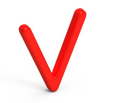 3D render kırmızı alfabe V