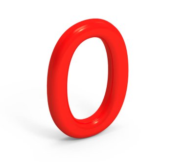 3D render kırmızı numarası 0