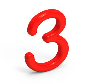 3D render kırmızı sayı 3