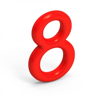 3D render kırmızı sayı 8