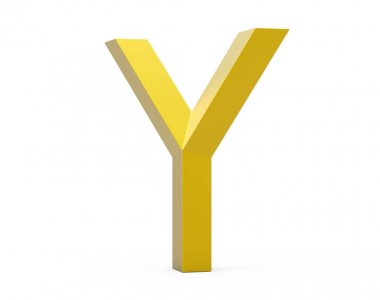 3D render altın eğimli alfabe Y