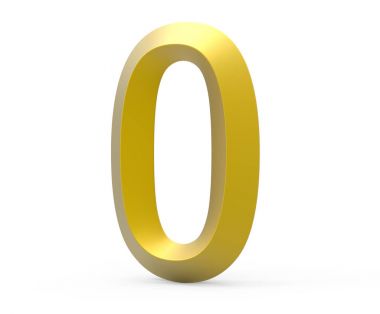 3D render altın eğimli numarası 0