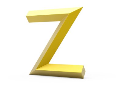3D render altın eğimli alfabe Z