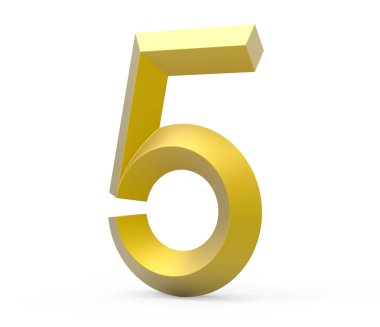 3D render altın eğimli sayı 5