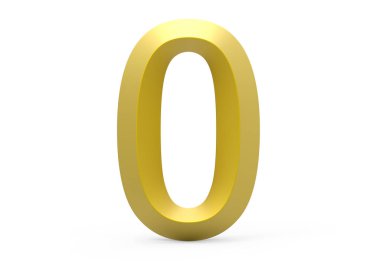 3D render altın eğimli numarası 0