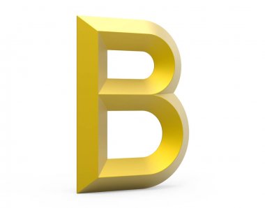3D render altın eğimli alfabe B
