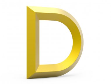 3D render altın eğimli alfabe D
