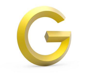 3D render altın eğimli alfabe G