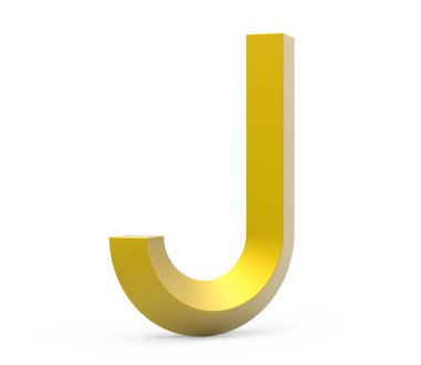 3D render altın eğimli alfabe J