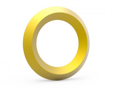 3D render altın eğimli alfabesi O