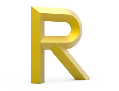 3D render altın eğimli alfabesi R