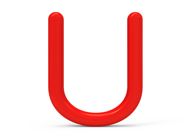 Трехмерный красный алфавит U
