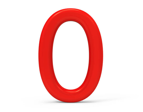 3D render red number 0