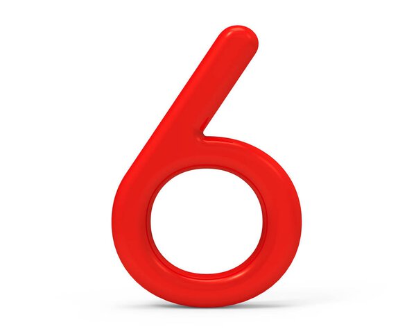 3D рендеринг красный номер 6
