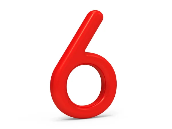 3 d レンダリング赤ナンバー 6 — ストック写真