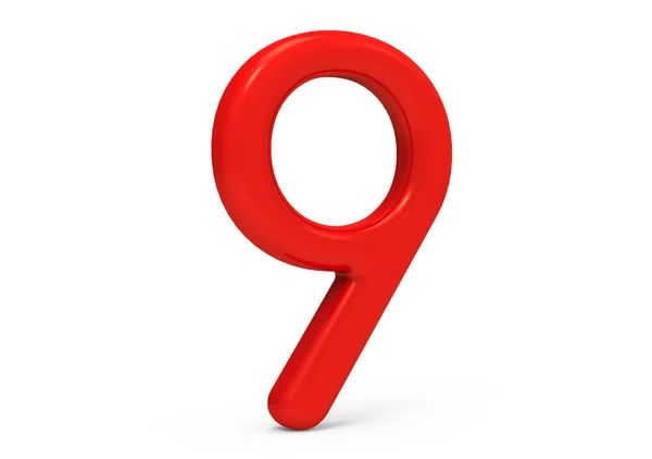 3D render red number 9 — Stock Photo, Image