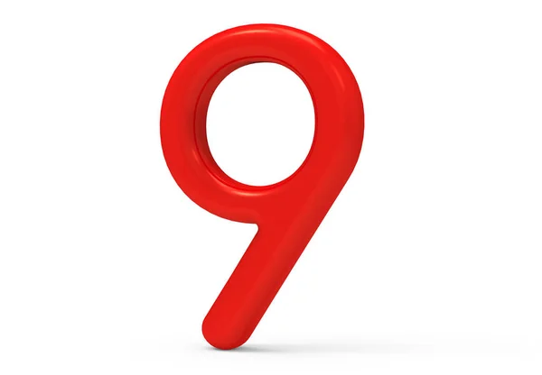 3D render red number 9 — Stock Photo, Image