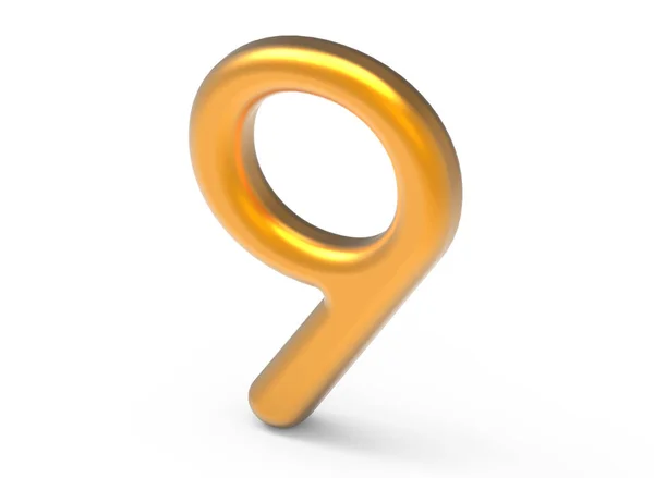 Rendering 3D numero d'oro 9 — Foto Stock