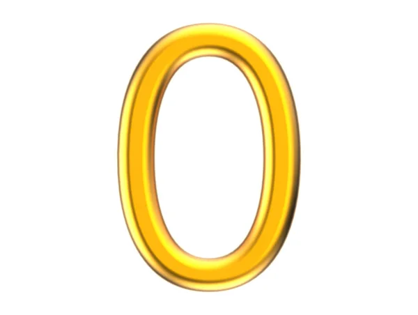 3d rendern goldene Zahl 0 — Stockfoto
