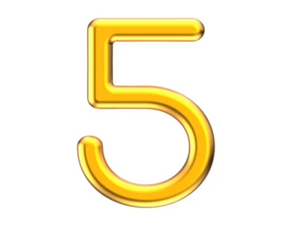 3D render golden number 5 — Stock Photo, Image