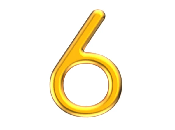 3D renderizar número dourado 6 — Fotografia de Stock
