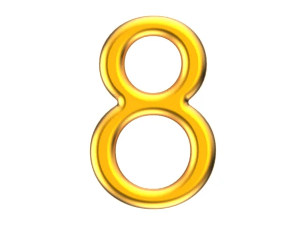 3D renderizar número de oro 8 —  Fotos de Stock
