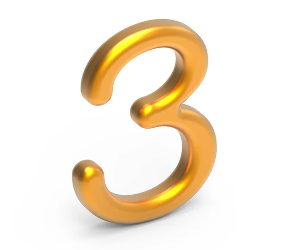 3D render golden number 3 — Stock Photo, Image