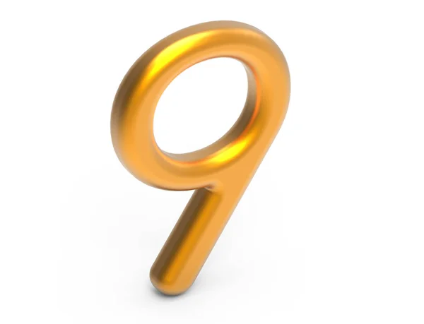 3D renderizar número dourado 9 — Fotografia de Stock