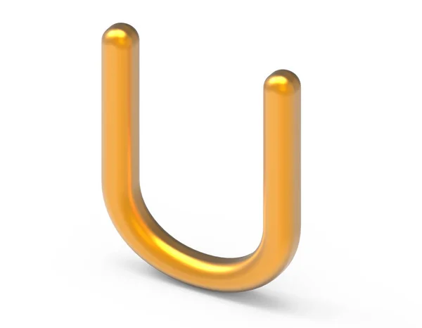 3D визуализация металлического алфавита U — стоковое фото