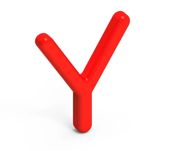 3D візуалізація червоного алфавіту Y — стокове фото