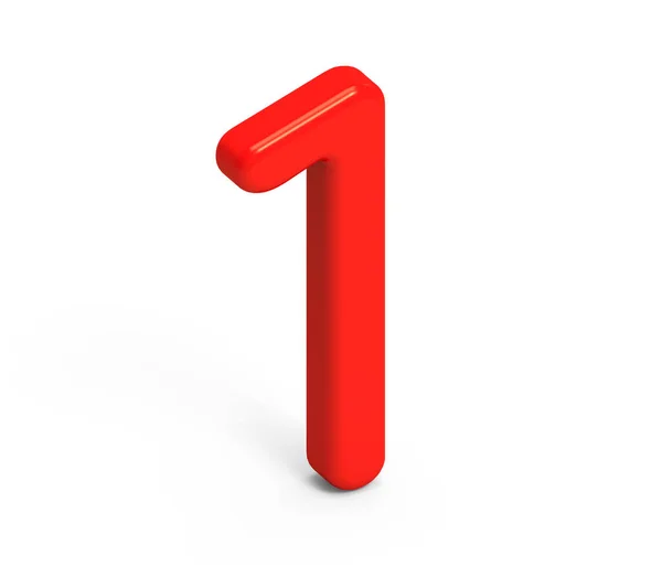3D renderizar número vermelho 1 — Fotografia de Stock