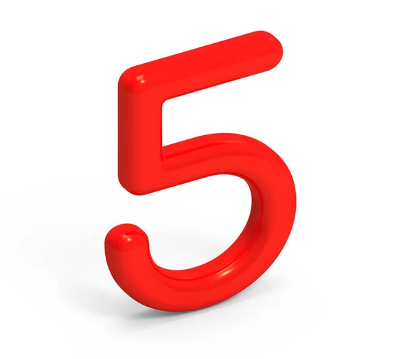 3D render red number 5 — Stock Photo, Image