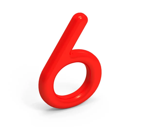 3D renderizar número vermelho 6 — Fotografia de Stock