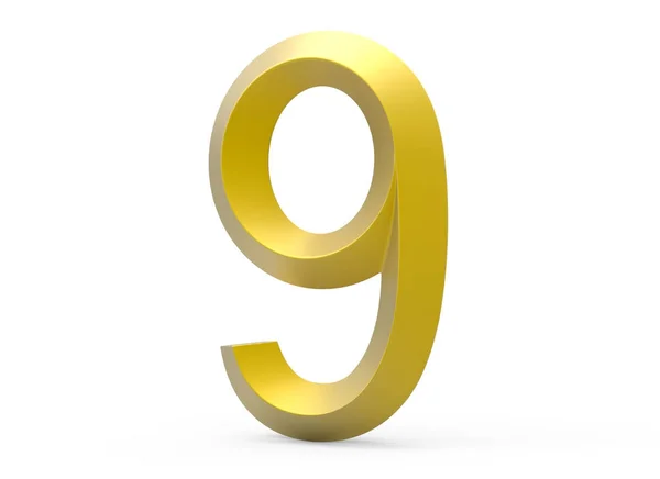 3D render golden beveled number 9 — Stock Photo, Image